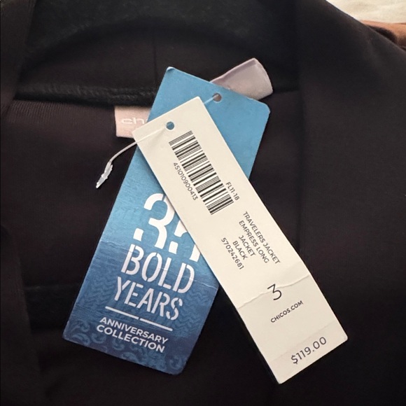 Chicos new black Jacket 3 US XL Travel Toggle Button Stretch Relaxed Comfort - Picture 8 of 8